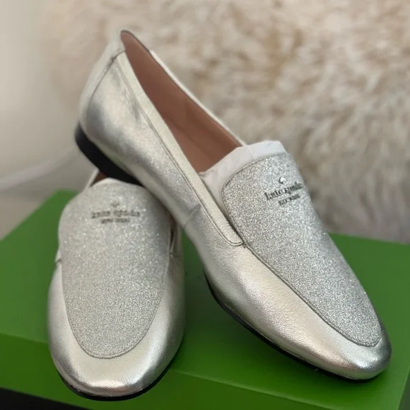 Kate Spade Silver Women's Loafers sz 10 - Picture 1 of 7